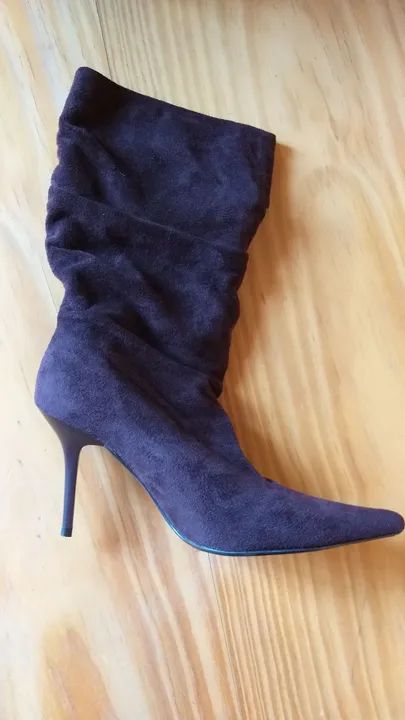 Botas de Salto Alto Suede Marrom - Foto 3