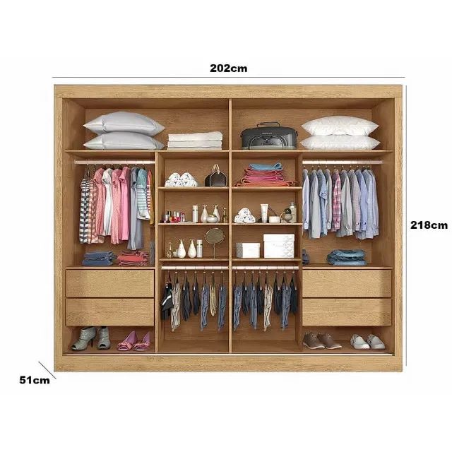 Guarda Roupa Verona Casal com Espelho 2 Portas 4 Gavetas Europa - Foto 4