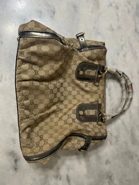 Bolsa Tote Gucci Bamboo Canvas Original - Foto 3
