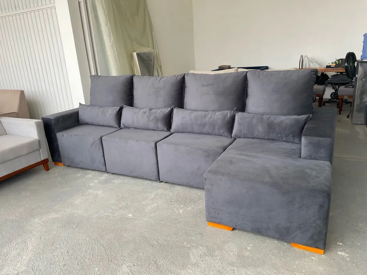 Sofá shaise retrátil e reclinável Cinza - Conforto e Estilo - Foto 5