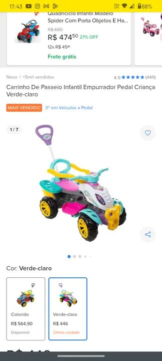 Quadriciclo infantil com pedal - Foto 2