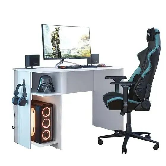 "Design Arrojado e Praticidade: Mesa Gamer e de Escritório Branco - Para Pronta Entrega  - Foto 2