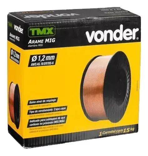 Arame MIG/MAG 1,2 mm, carretel plástico Vonder / TMX com 15kg
