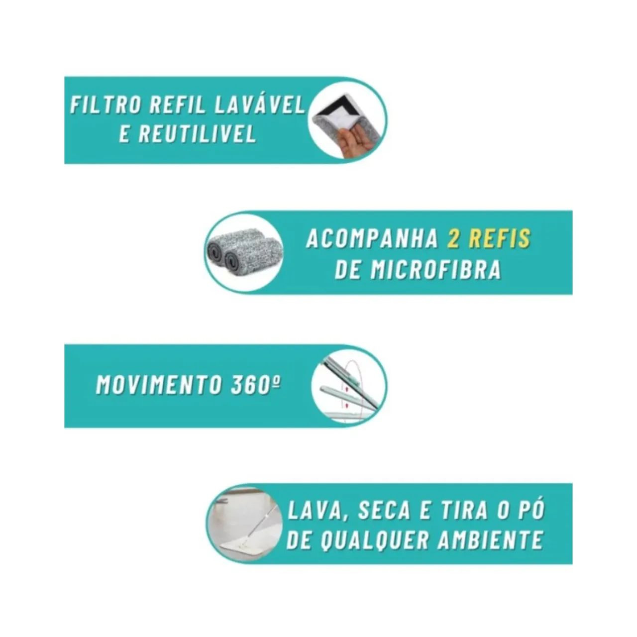 Mop plano inteligente com cabo extensível - Foto 2