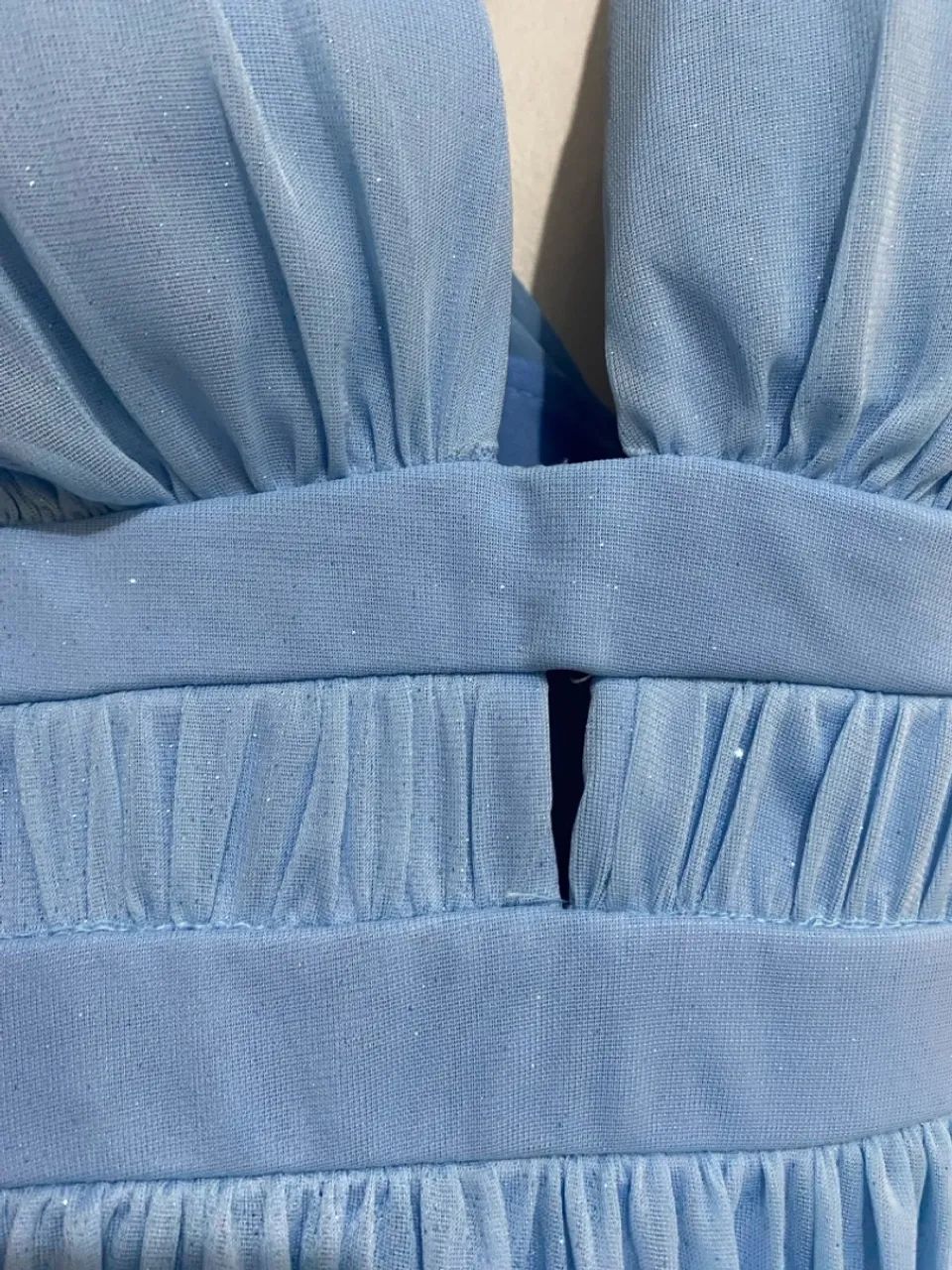 Vestido Azul com brilhos e fenda - Foto 4