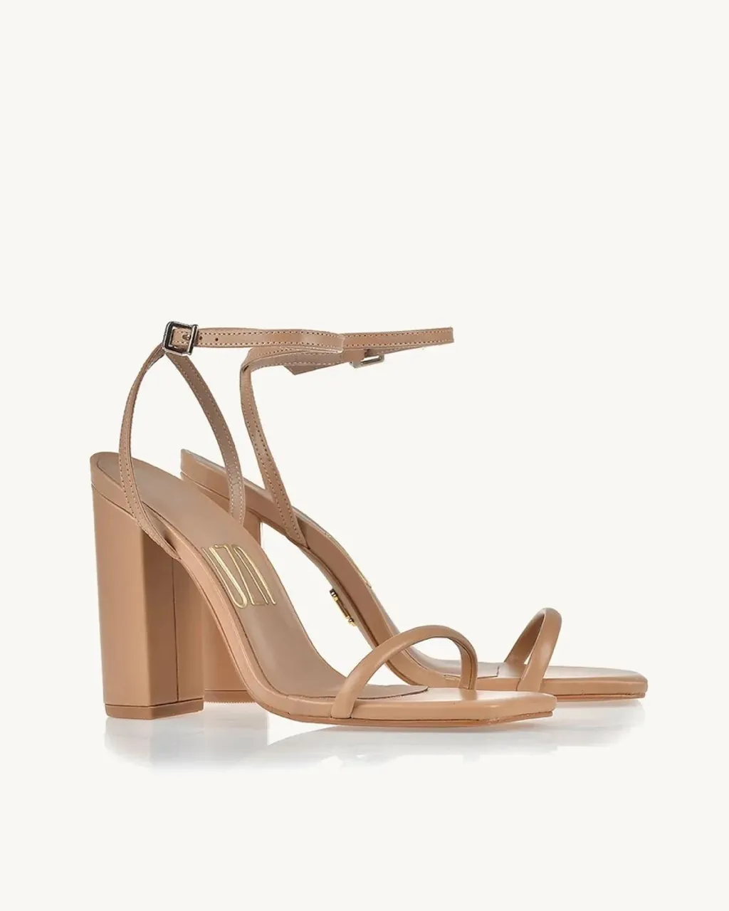 Sandália Salto Bloco Bege - Elegância e Conforto