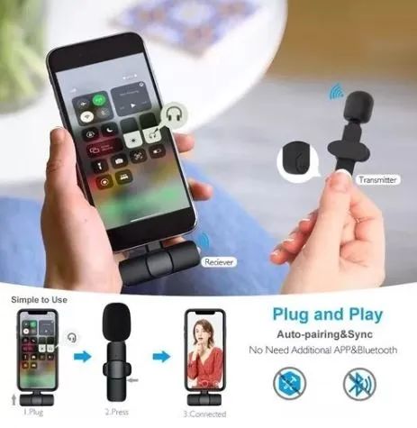 Microfone De Lapela Sem Fio Tipo C-usb Dois Canais Bluetooth Arduino Automação COD-AP161 