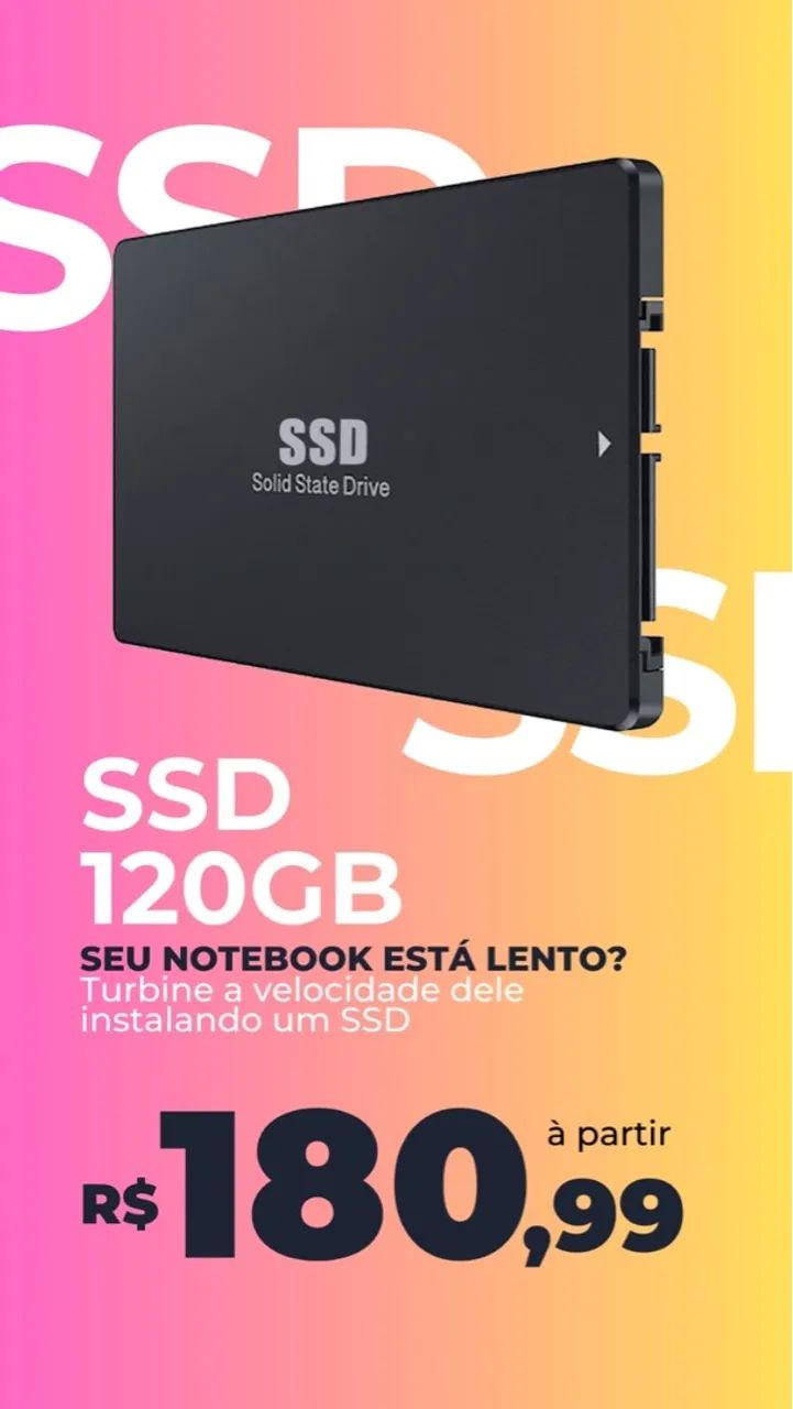 SSD 120GB - Novo - R$180,99