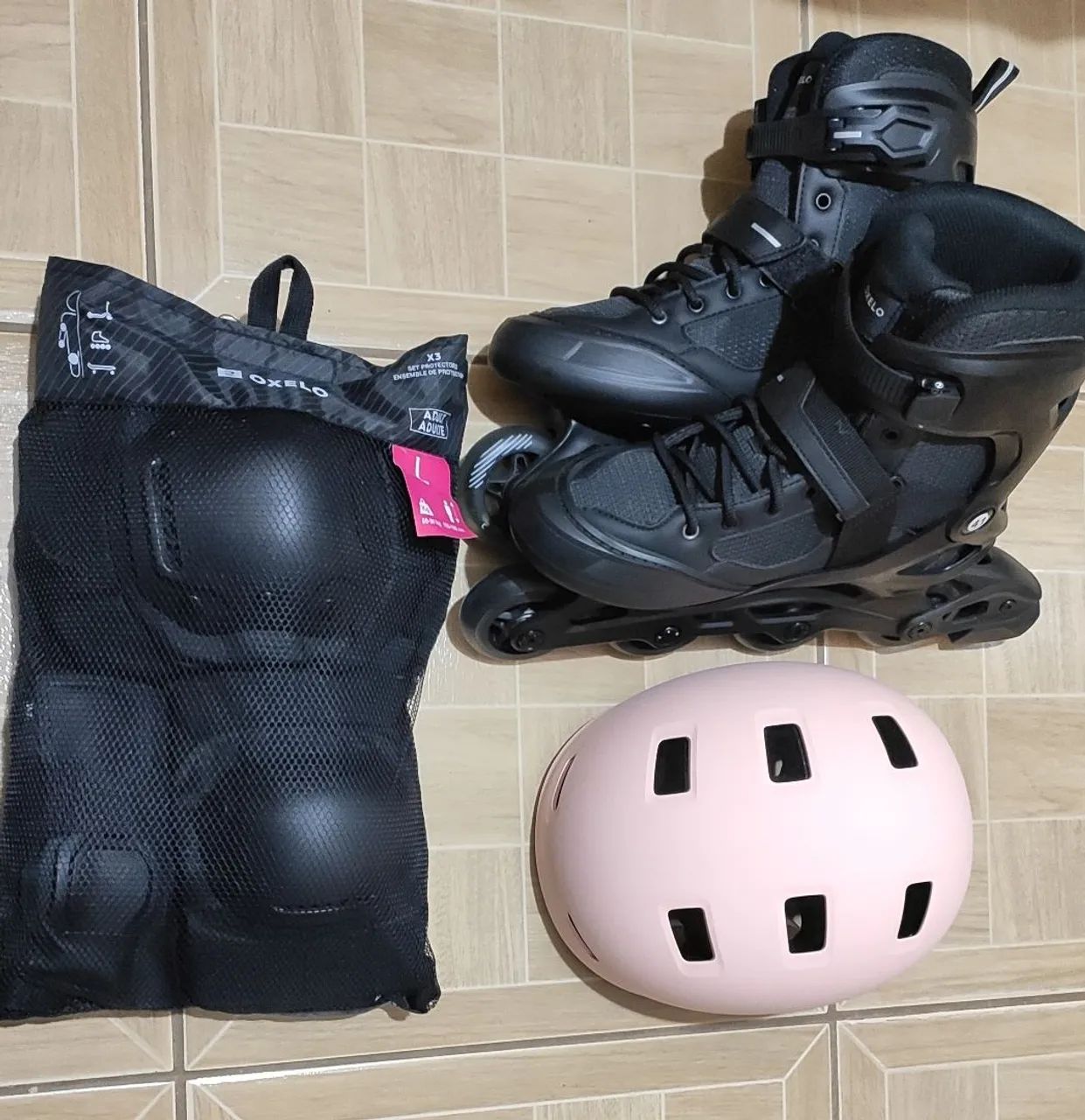 Patins Oxelo novo e kit de segurança completo 