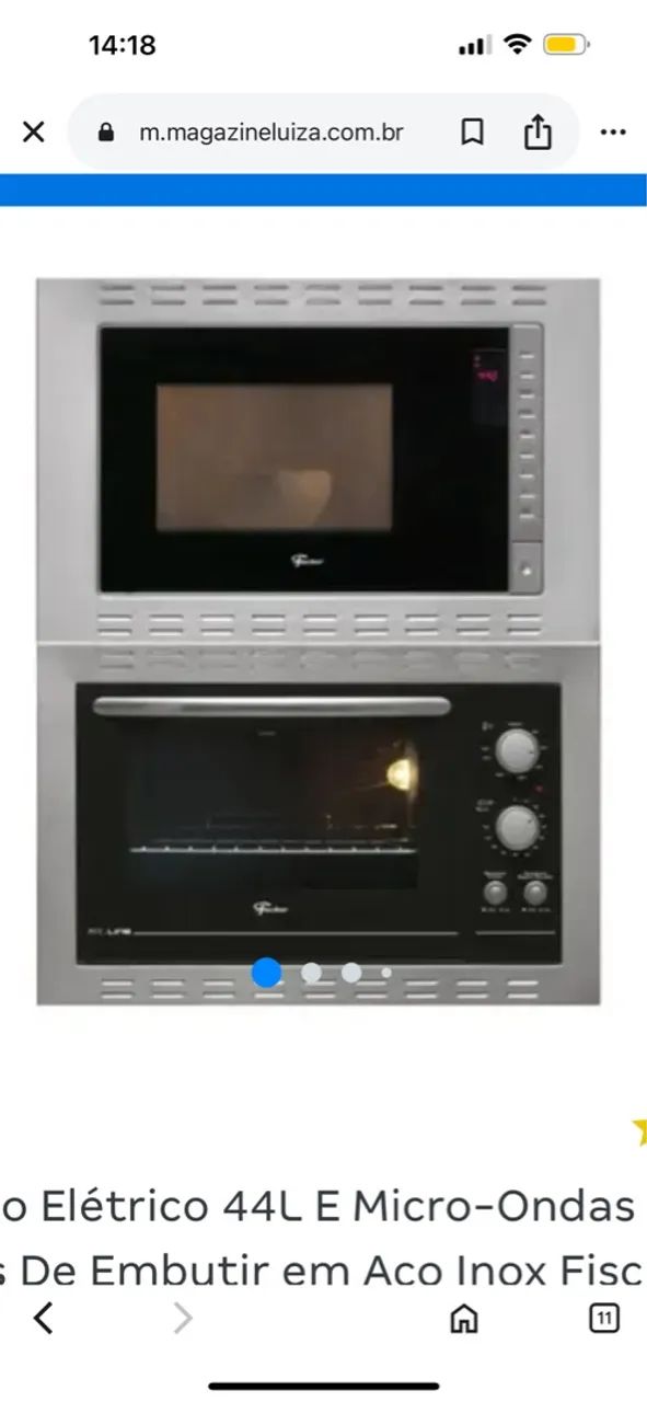Forno Elétrico 44L e Micro-Ondas de Embutir Fischer
