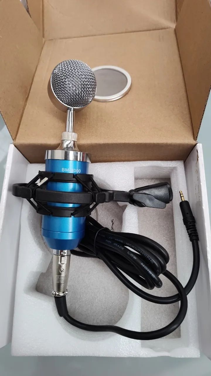 Microfone BM 8000 High Density Condesador de Altissima Prescisão Azul - Foto 4