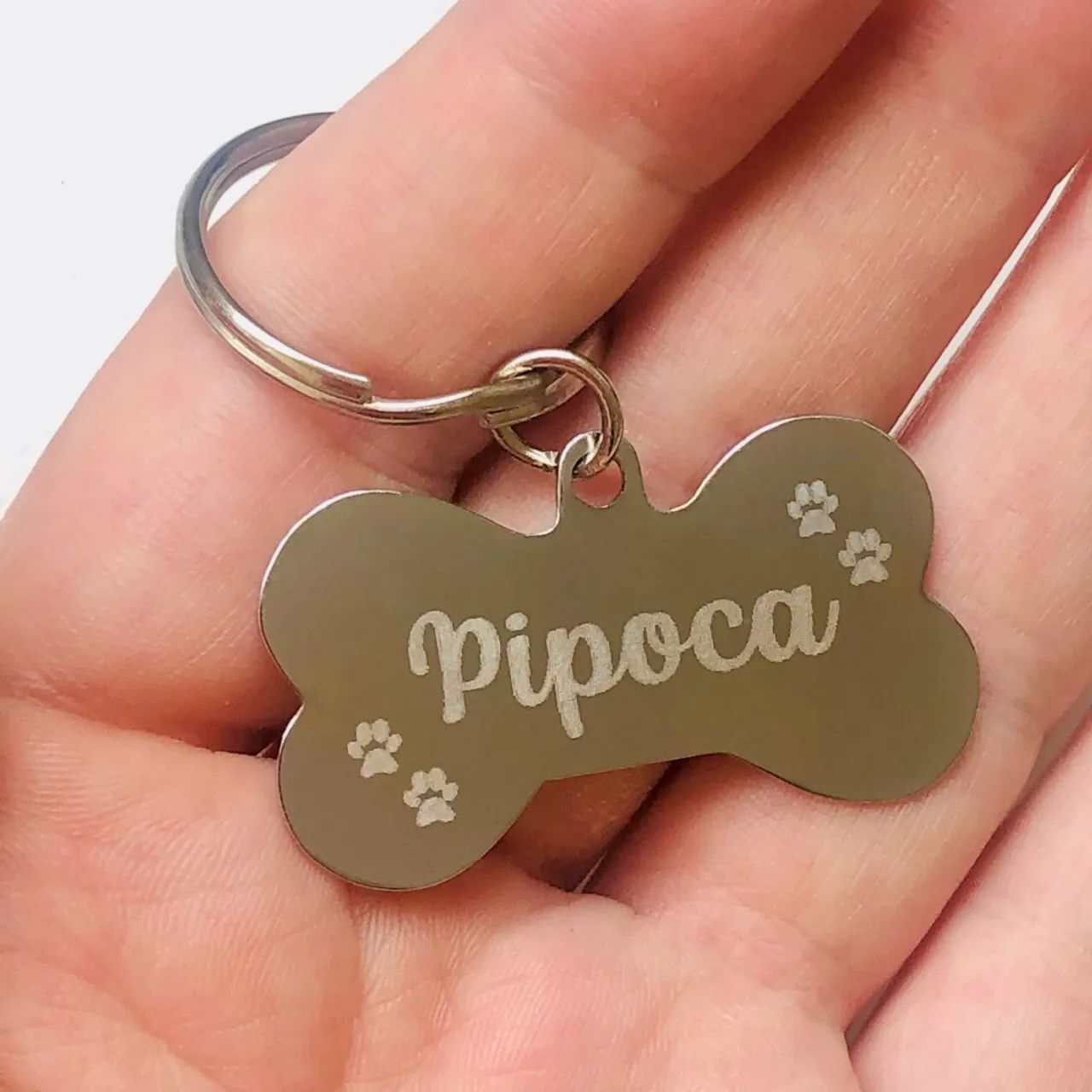 Pingente Osso para Cachorro com Nome e Telefone