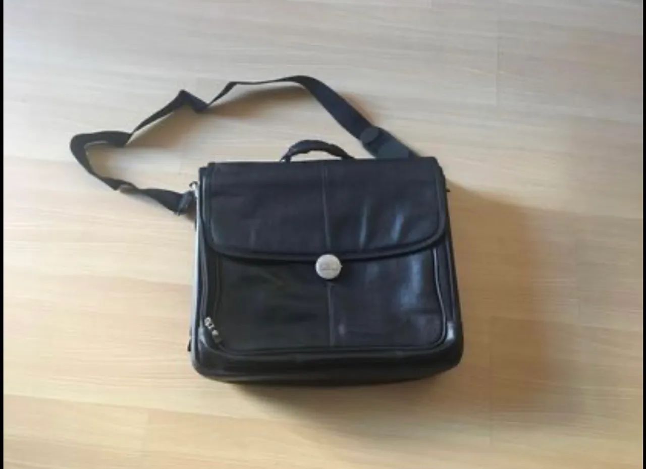 Maleta Dell em couro legítimo, para notebook , preta com logo Dell - Foto 3