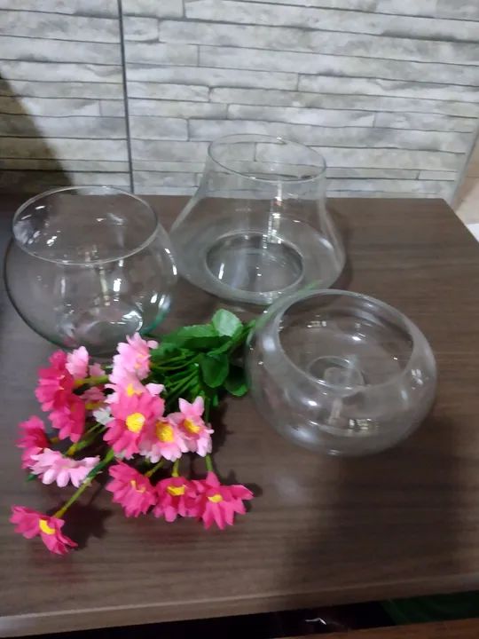 3 Potes de Vidro Decorativos 