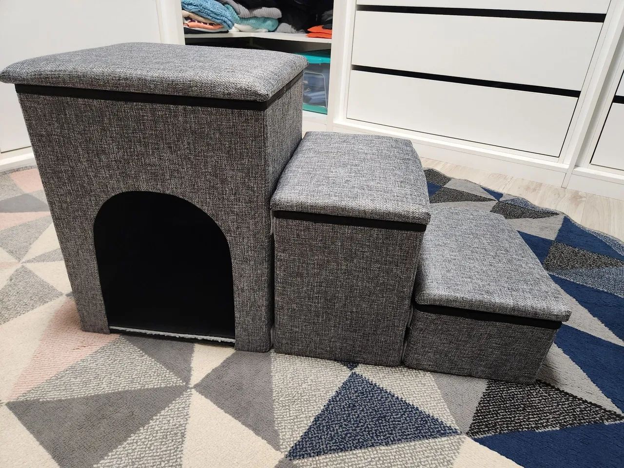 Escada para Pet - 3 Degraus - Cinza