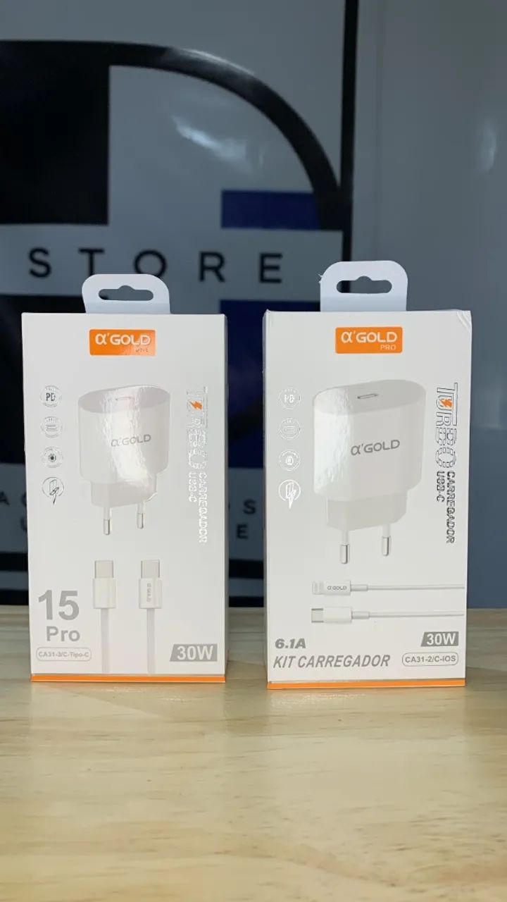 Kit de carregamento Fonte Tipo C e cabo de 30W AGOLD