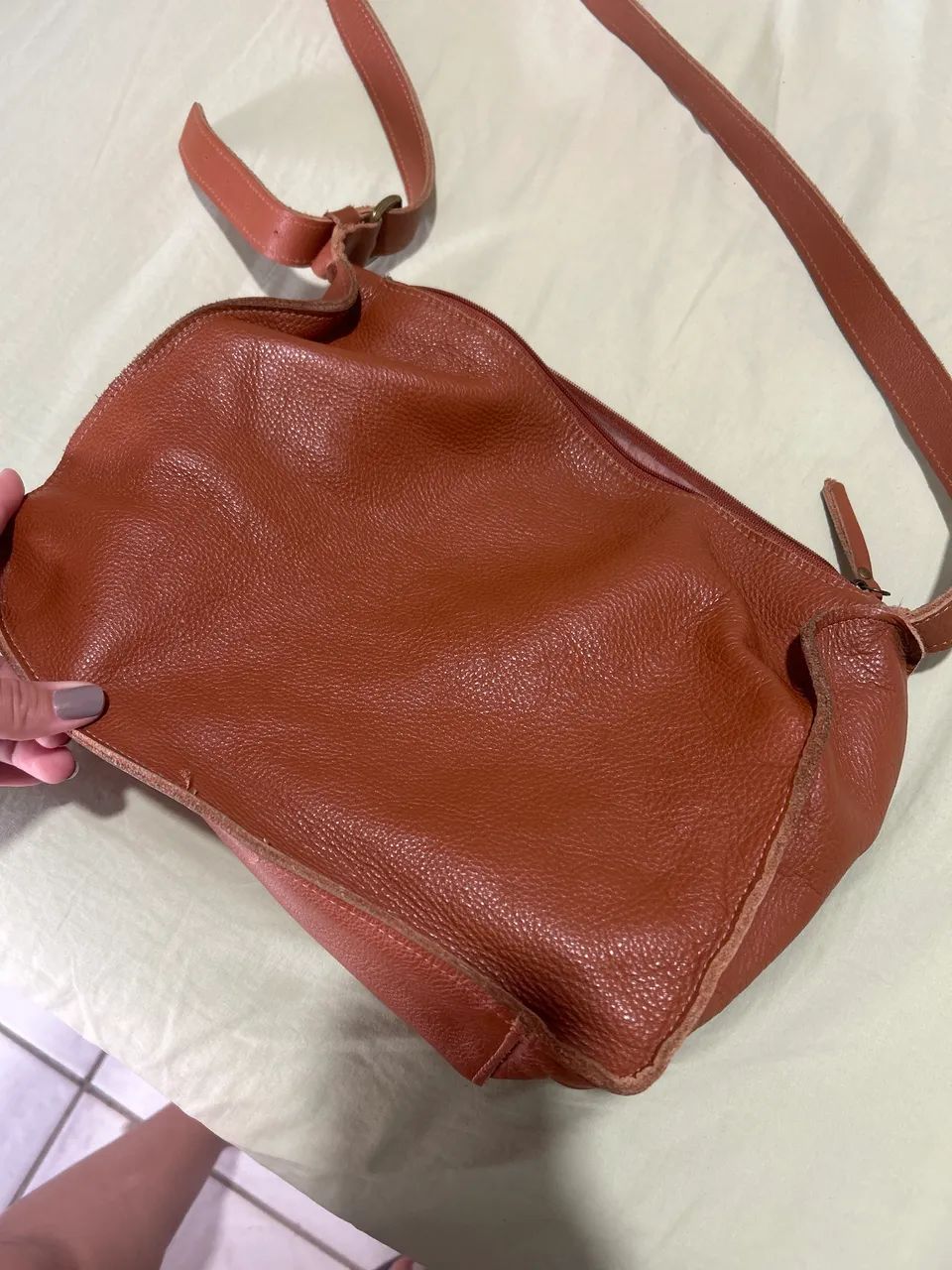 Bolsa caramelo couro legítimo via Mia  - Foto 5