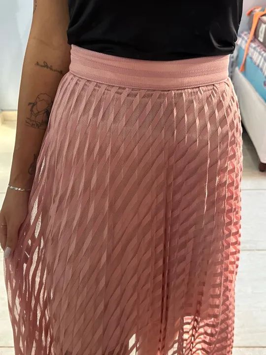 Saia Plissada Rosa em Tule - Foto 3