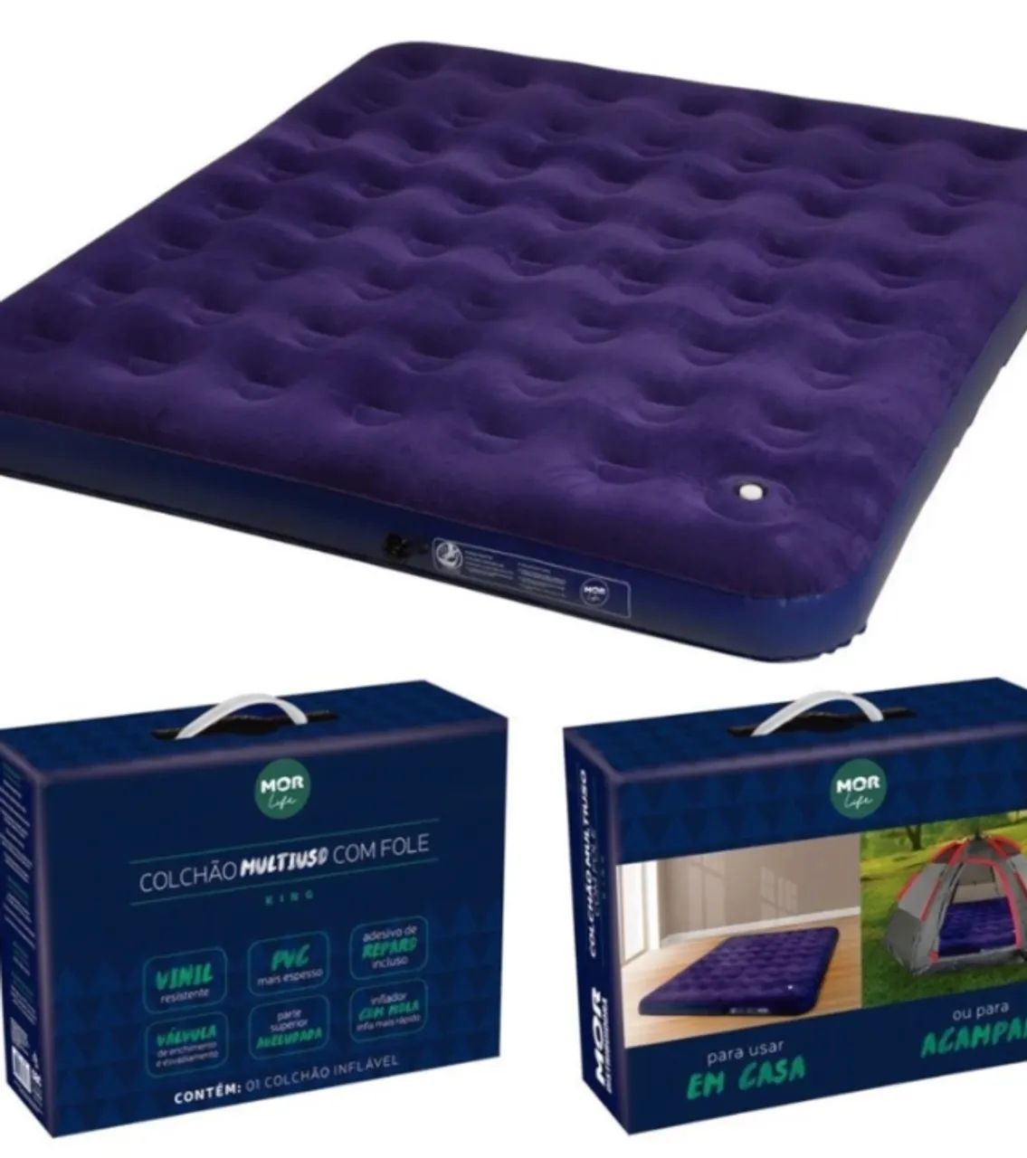 Colchão inflável casal King Mor com fole