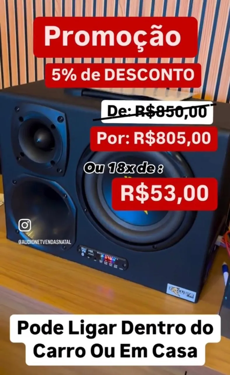 Caixa Amplificada Trio Bluetooth radio Usb Bt300 Trio 8 Pol 12v/110v/220v 300w Exclusive