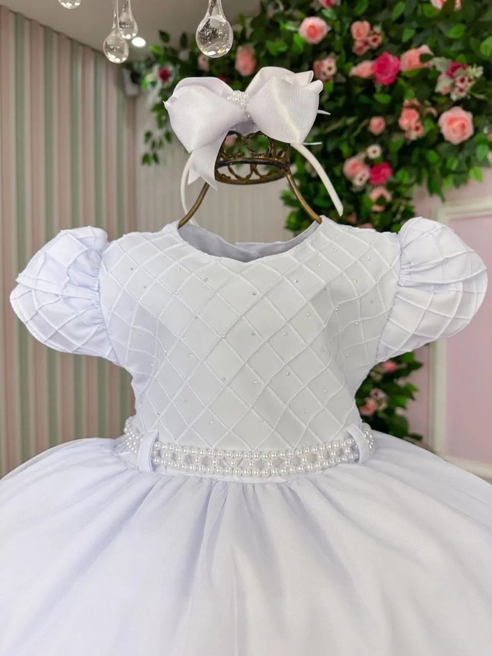 Vestido Branco Batizado Bebê - Foto 2