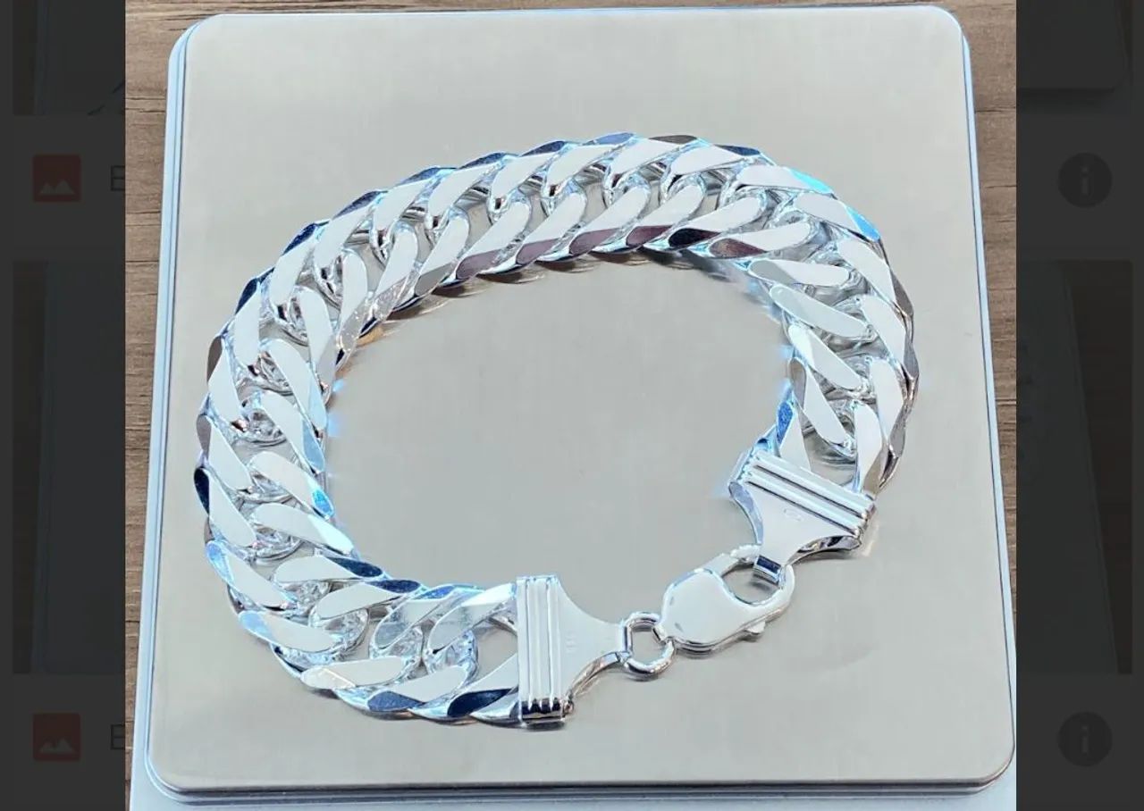 Pulseira de prata 925 elo cubano
