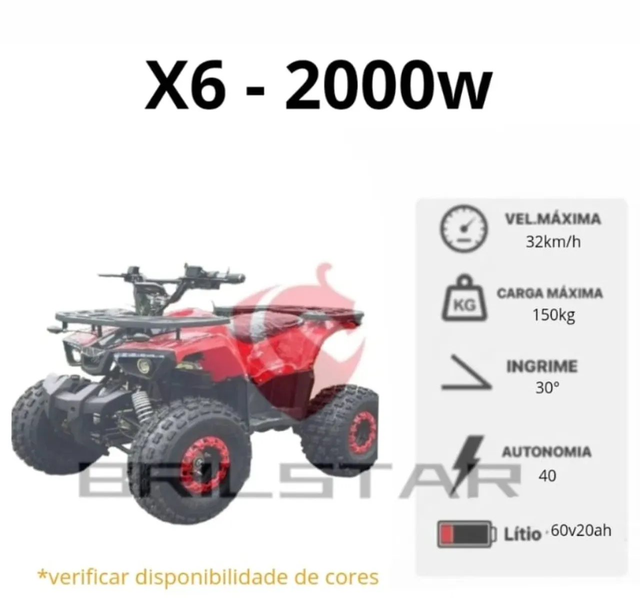 Quadriciclo elétrico x6 2000w