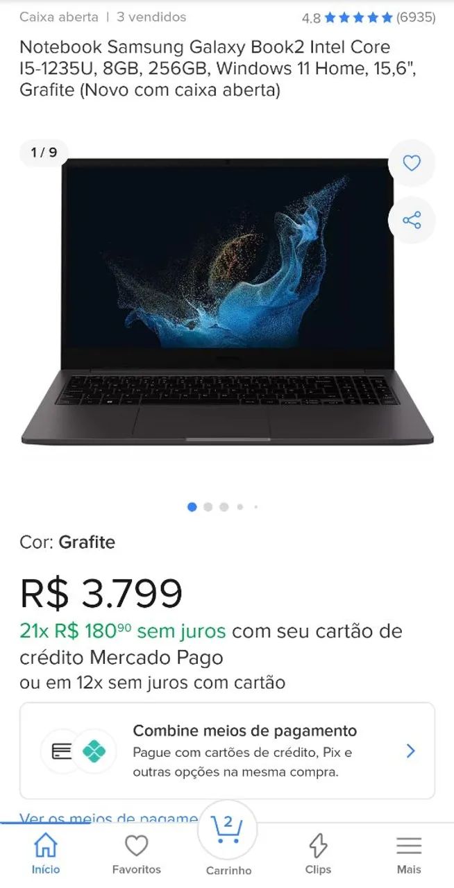 Notebook Galaxy Book2 i5 12º geração  - Foto 5