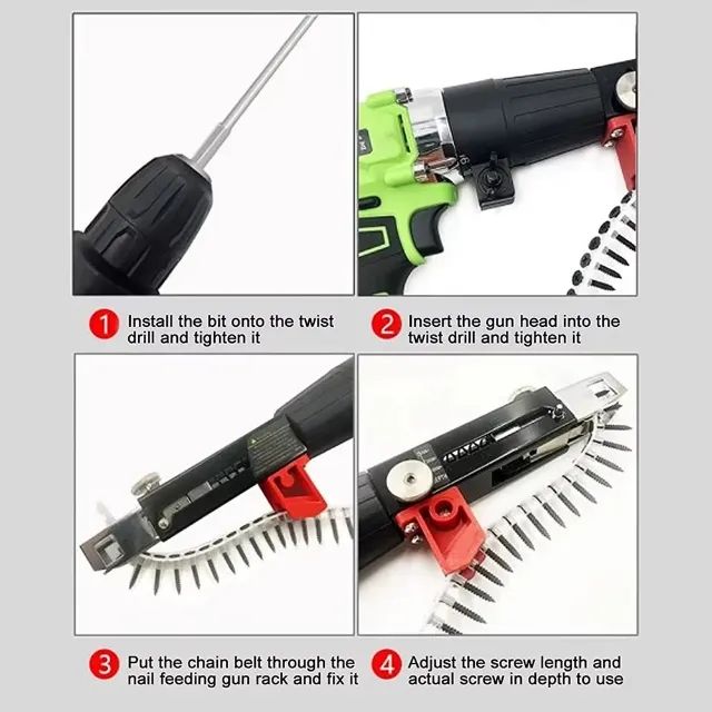  Automatic Screw Driver Cadeia Nail Gun Adapter, Bocal de broca elétrica, Woodwork Screw D - Foto 4