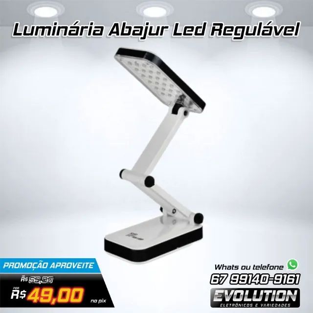 Luminária Recarregável Portátil Abajur Mesa de Led Articulável Aproveite