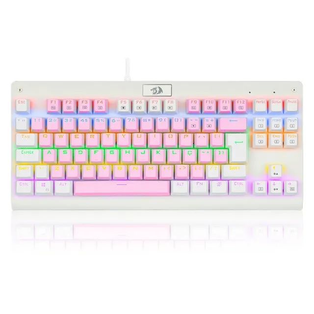 Teclado Mecânico Redragon Dark Avenger Branco e Rosa