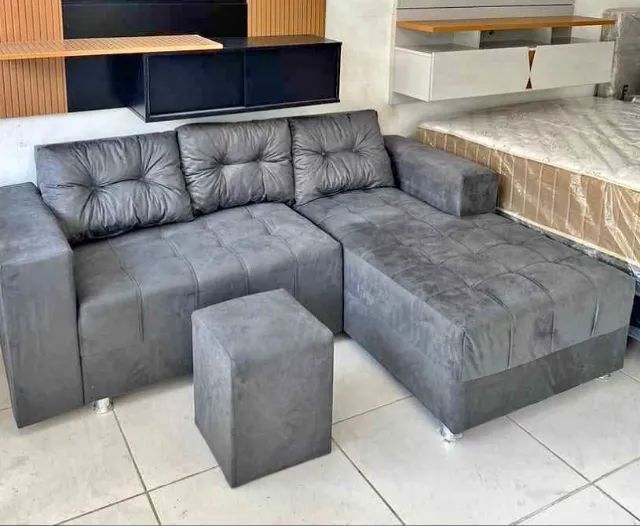 Sofá para Três lugares com chaise Brinde o Puff  - Foto 2