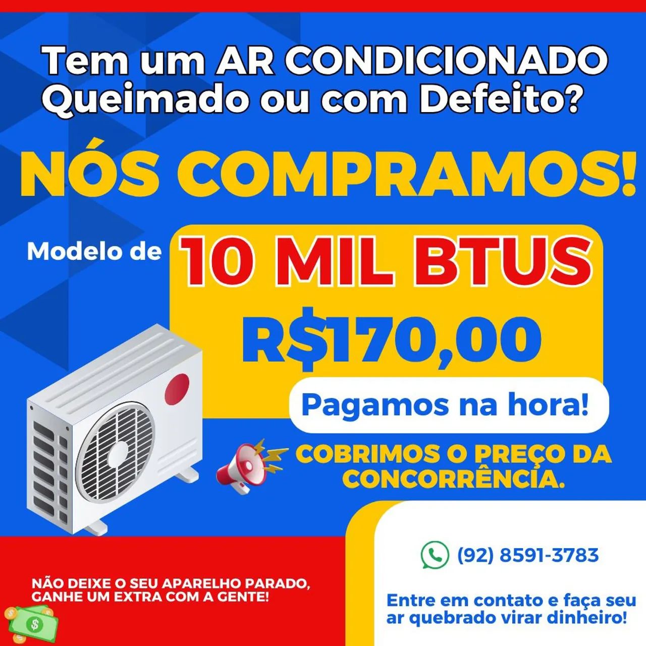 Compro ar condicionado com defeito Queimado velho com avaria. 