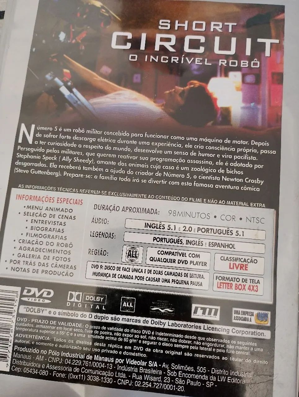 Short Circuit O Incrível Robô dvd original filme raríssimo faço Olx pay  - Foto 3