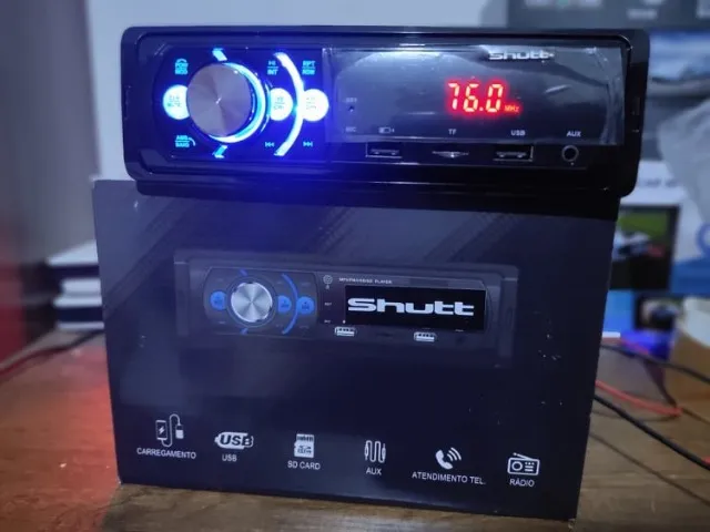 Radio Mp3 Shutt Bluetooth,Aux,Cartão e 2 entradas Pen Driver