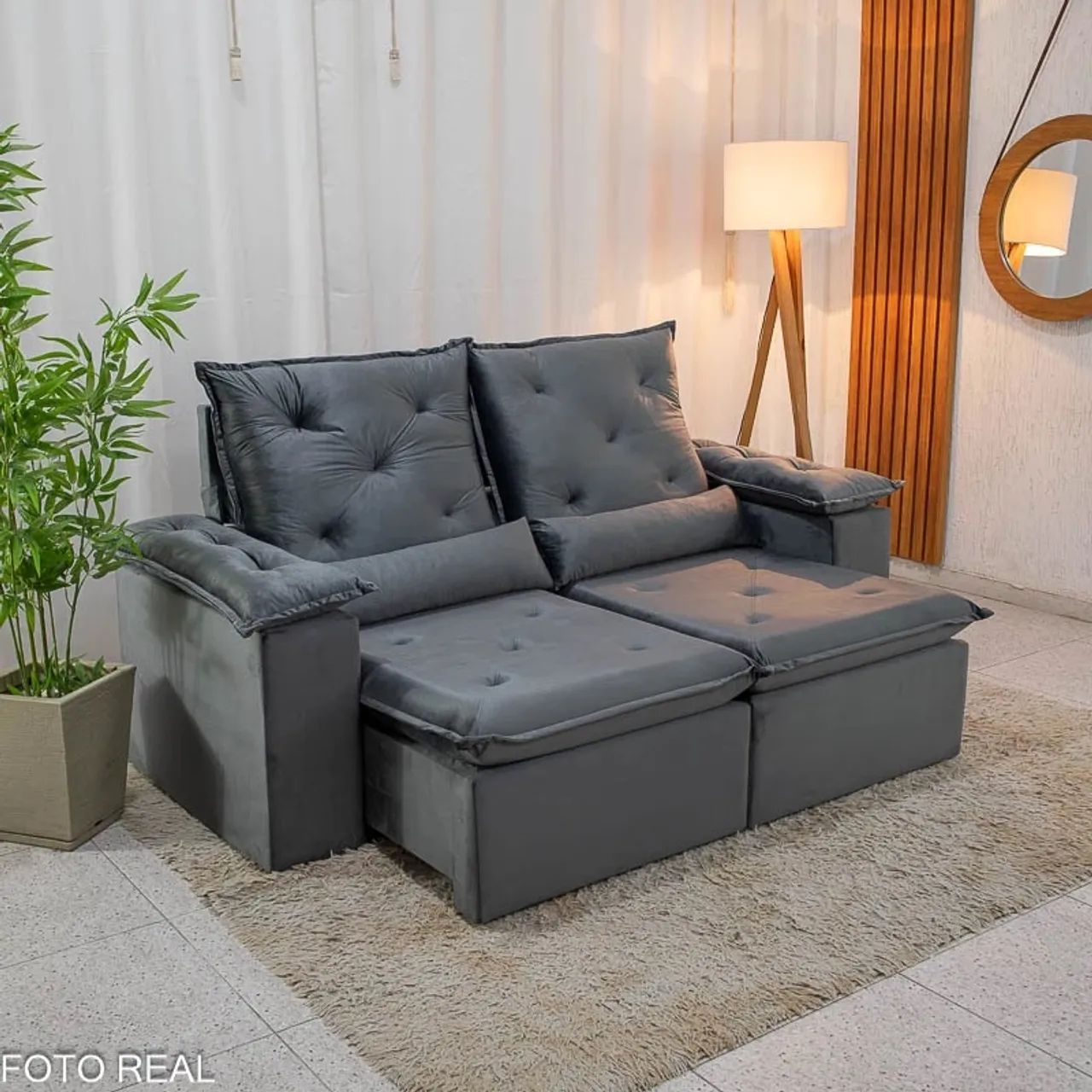Sofá Retrátil Reclinável City 1.95m Veludo rf66