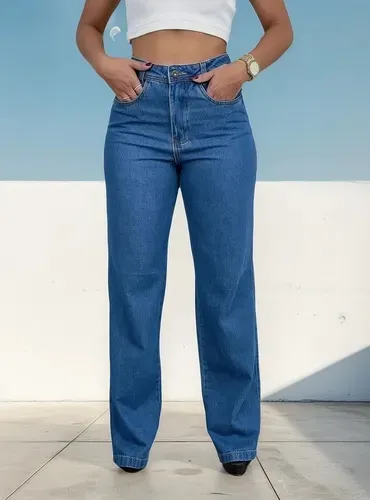 Calça Wide Leg Azul escuro- NOVA