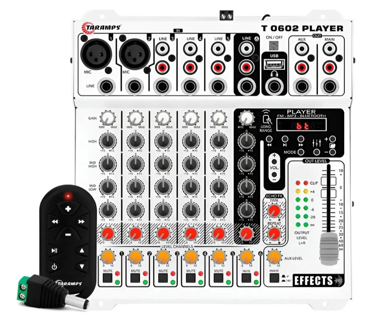 Mesa de Áudio Taramps T0602 player Com controle de Longa distância 