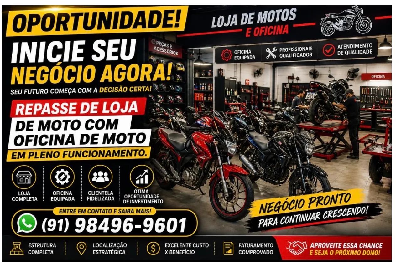 Passo loja de peça moto com oficina