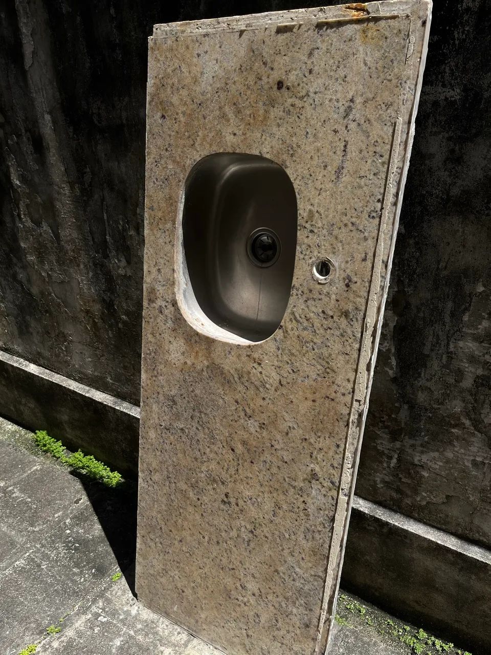 Pia inox com bancada de mármore 