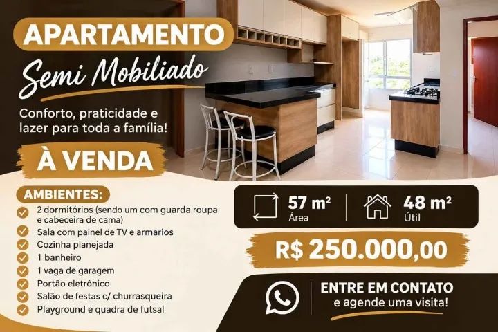 APARTAMENTO SEMI MOBILIADO À VENDA!