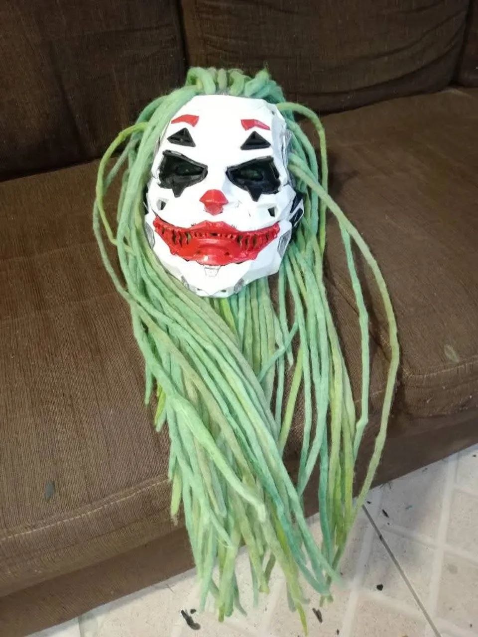 Máscara Coringa Cyberpunk Cosplay com Dreadlock.Impressão 3D.Pintura Premium 