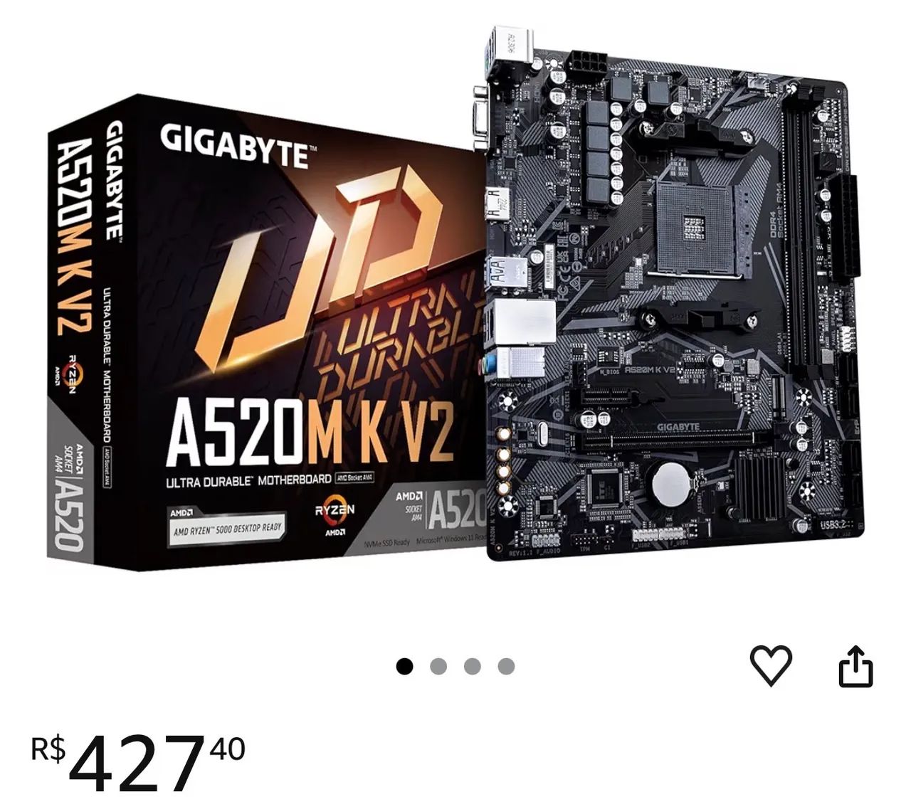Placa mãe A520m Kv2(1 Mês de uso com garantia) - Foto 2