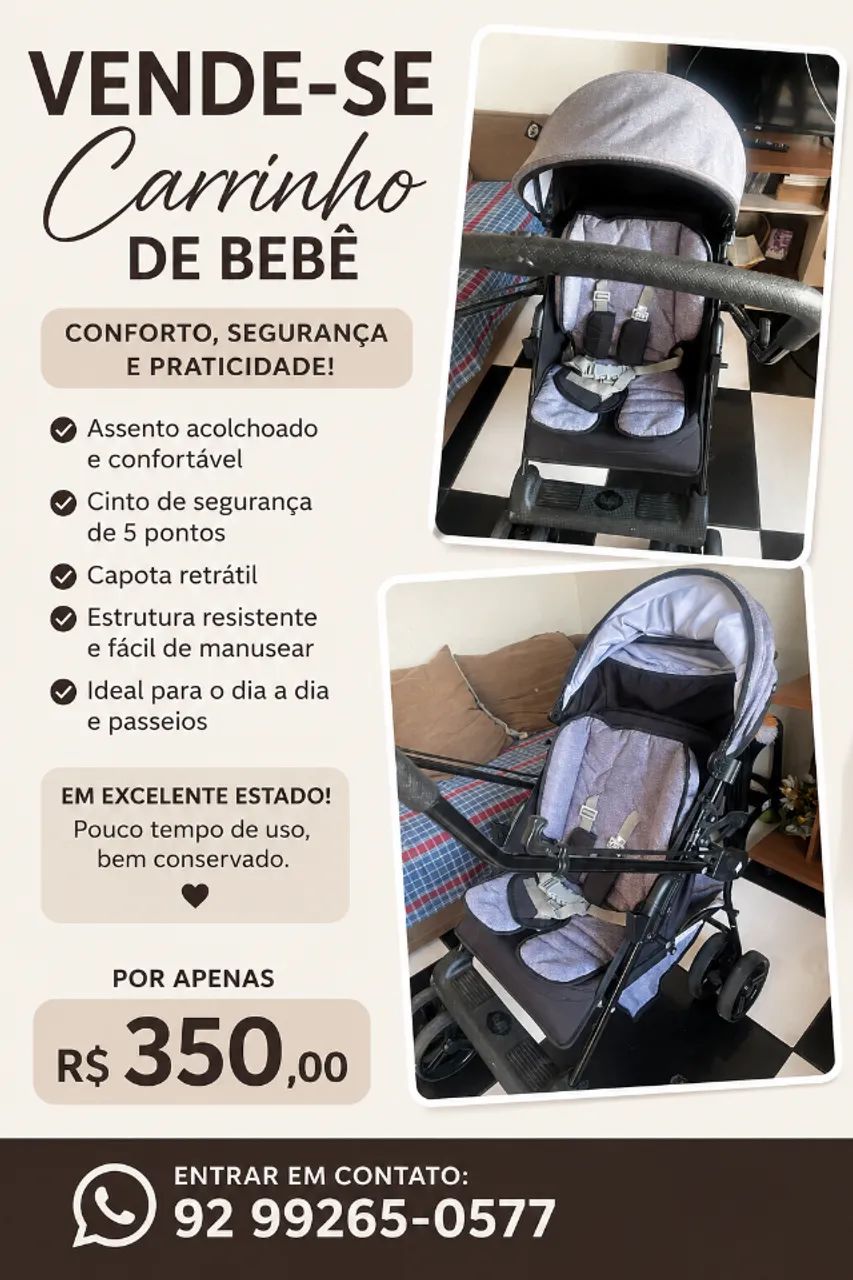 Vando carrinho de bebê excelente estado