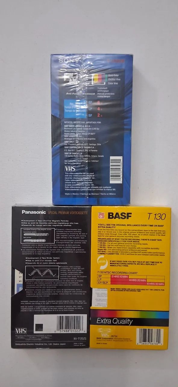 3 fitas vhs novas (lacradas)basf,panasonic e basf. - Foto 2