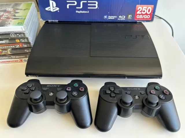 PS3 Super Slim 250Gb + 2 controles + 7 jogos - Foto 2