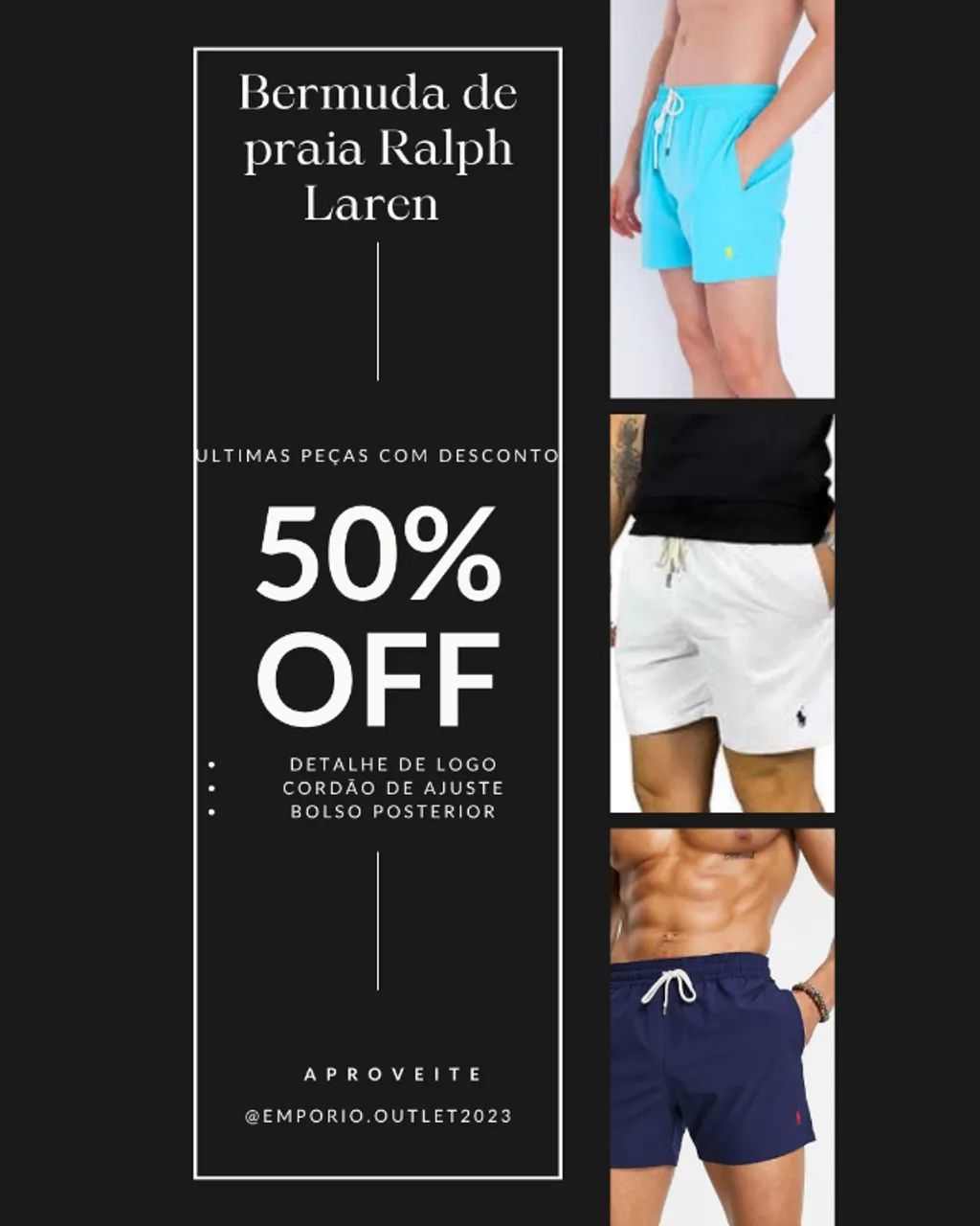 Bermuda de praia Polo Ralph Lauren Importado 50%OFF - Roupas