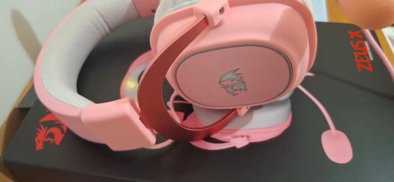 headset zeus x redragon rosa - Foto 5