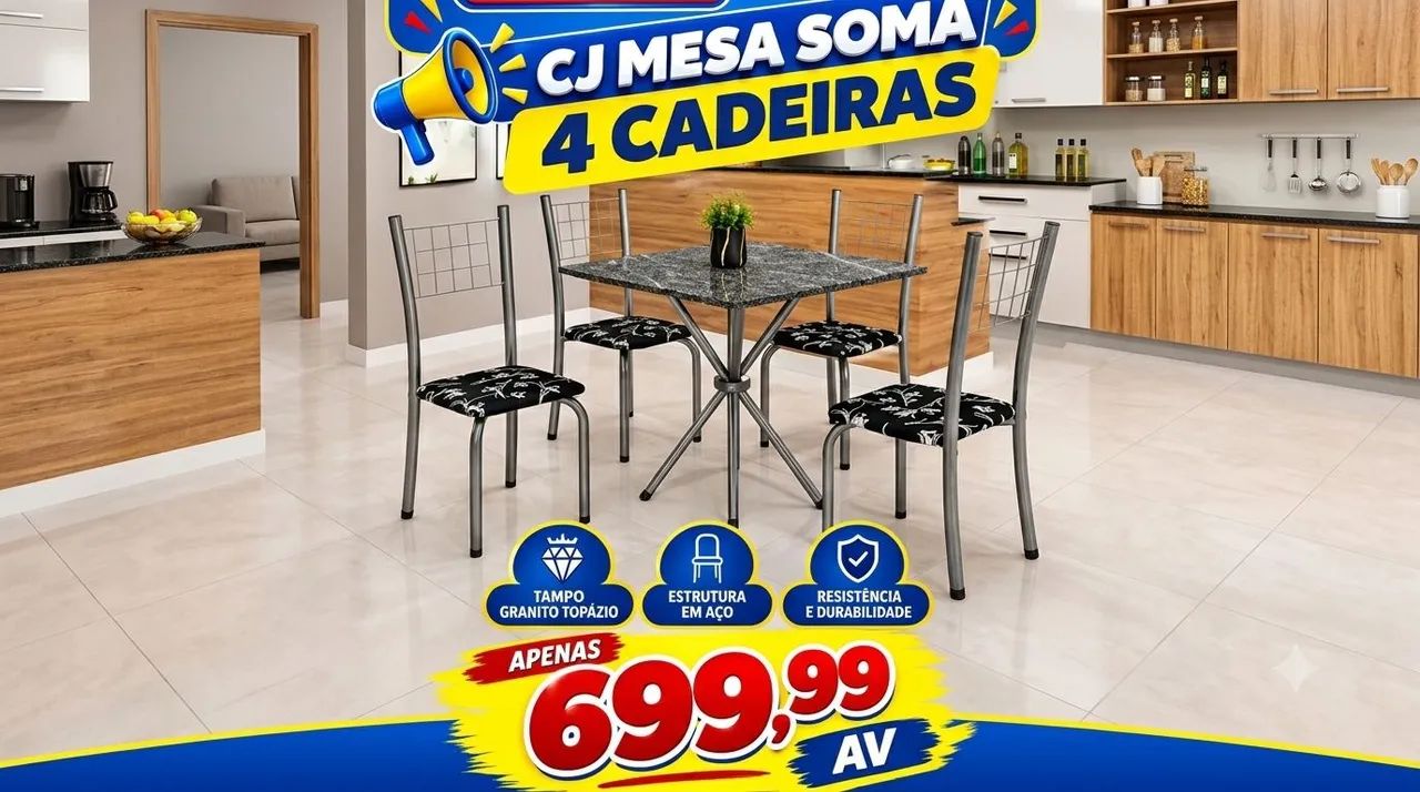 Mega Oferta do Dia!! Conjunto de Mesa 4 cadeiras 