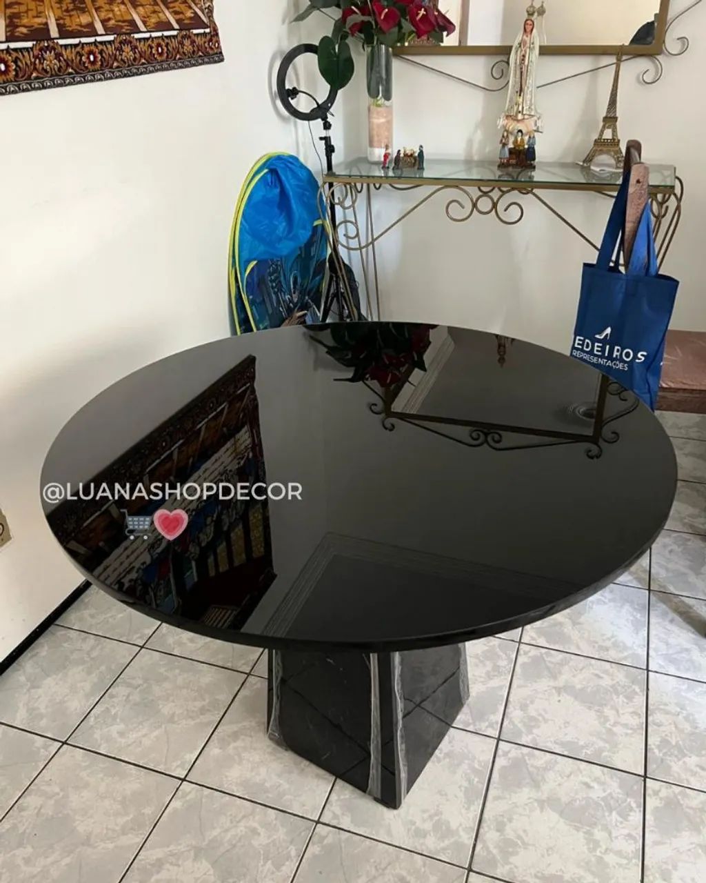 Mesa de Jantar Redonda Luxo com Vidro Laqueado 4mm  - Foto 2